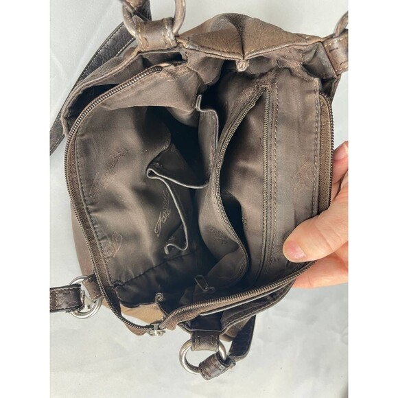 Vintage Fossil Brown Pebbled Leather Handbag Purse Hobo Shoulder Bag - Picture 4 of 10